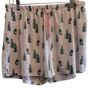 THE ROYAL STANDARD Lounge Shorts White With Champaign Bottle/Tree Design Large